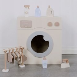 Drewniana pralka dla dzieci zabawka do domu zestaw do zabawy w role 3+