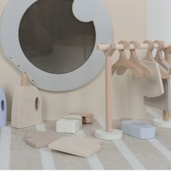 Drewniana pralka dla dzieci zabawka do domu zestaw do zabawy w role 3+