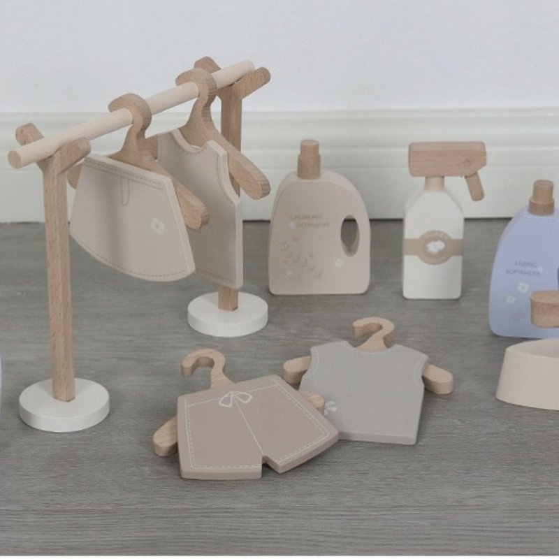 Drewniana pralka dla dzieci zabawka do domu zestaw do zabawy w role 3+