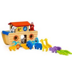 Drewniana Arka Noego sorter kształtów zwierzęta zabawka edukacyjna 2+