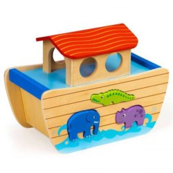 Drewniana Arka Noego sorter kształtów zwierzęta zabawka edukacyjna 2+