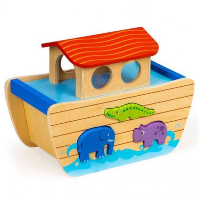 Drewniana Arka Noego sorter kształtów zwierzęta zabawka edukacyjna 2+