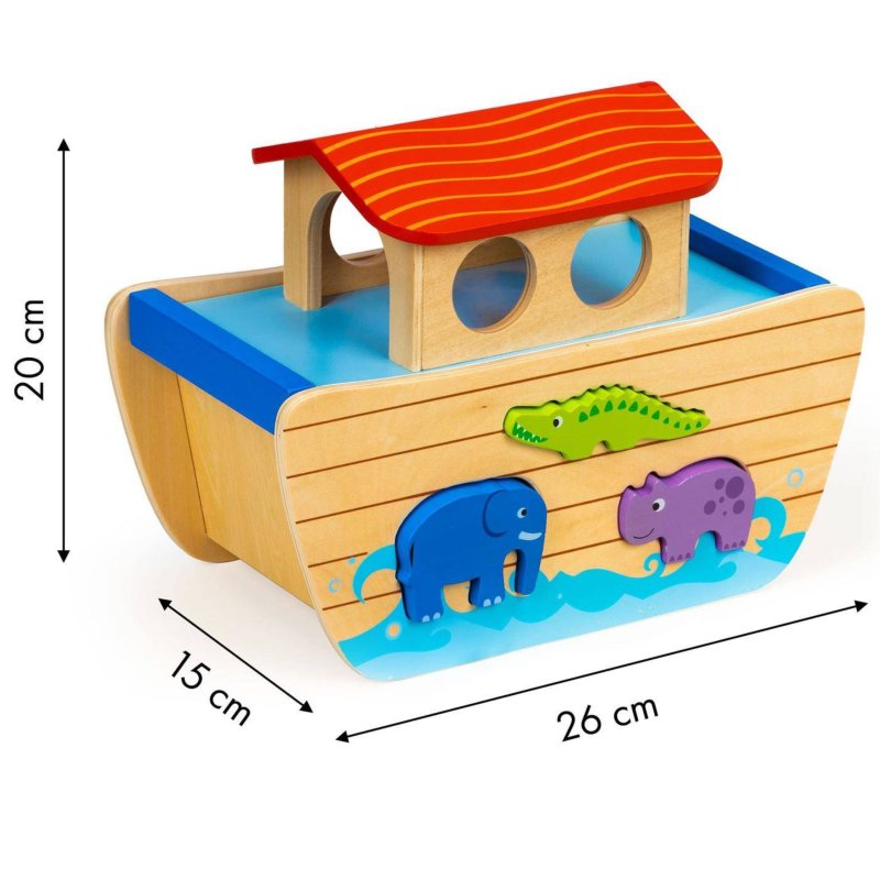Drewniana Arka Noego sorter kształtów zwierzęta zabawka edukacyjna 2+