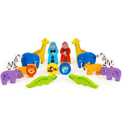 Drewniana Arka Noego sorter kształtów zwierzęta zabawka edukacyjna 2+