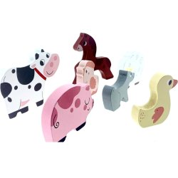 Drewniane puzzle z zagrodą zwierząt chunky dla 3 latka - dla dzieci 24M+ - Buba toys