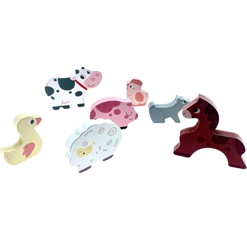 Drewniane puzzle z zagrodą zwierząt chunky dla 3 latka - dla dzieci 24M+ - Buba toys