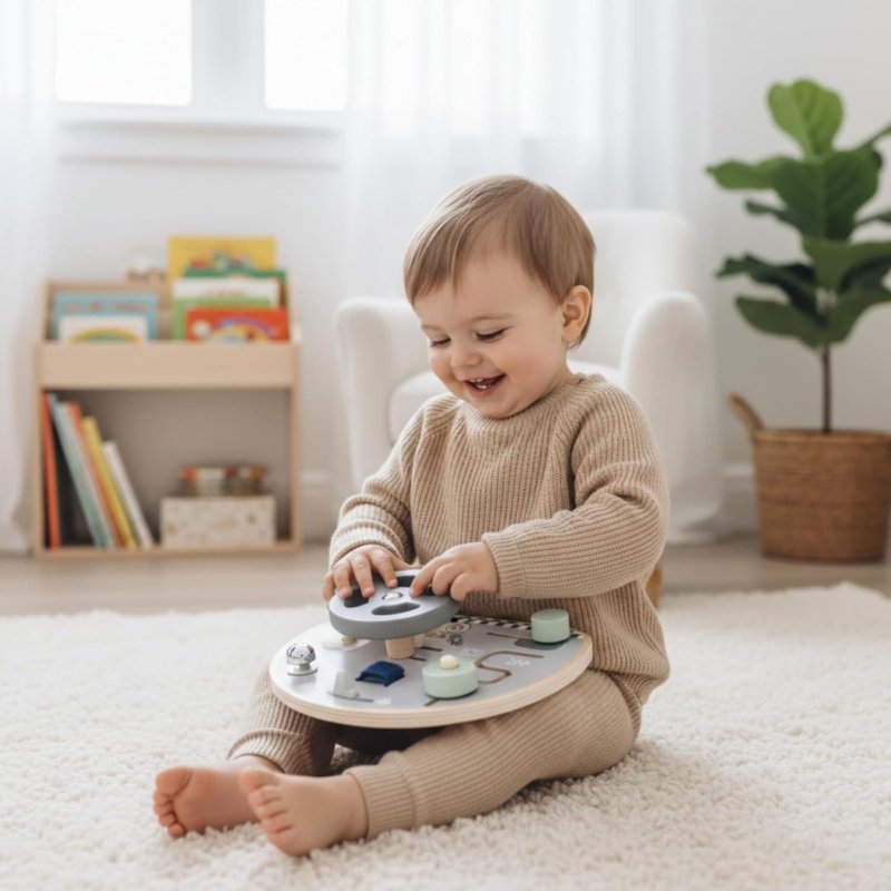 Drewniana tablica sensoryczna kierownica zabawka edukacyjna dla dzieci 2+