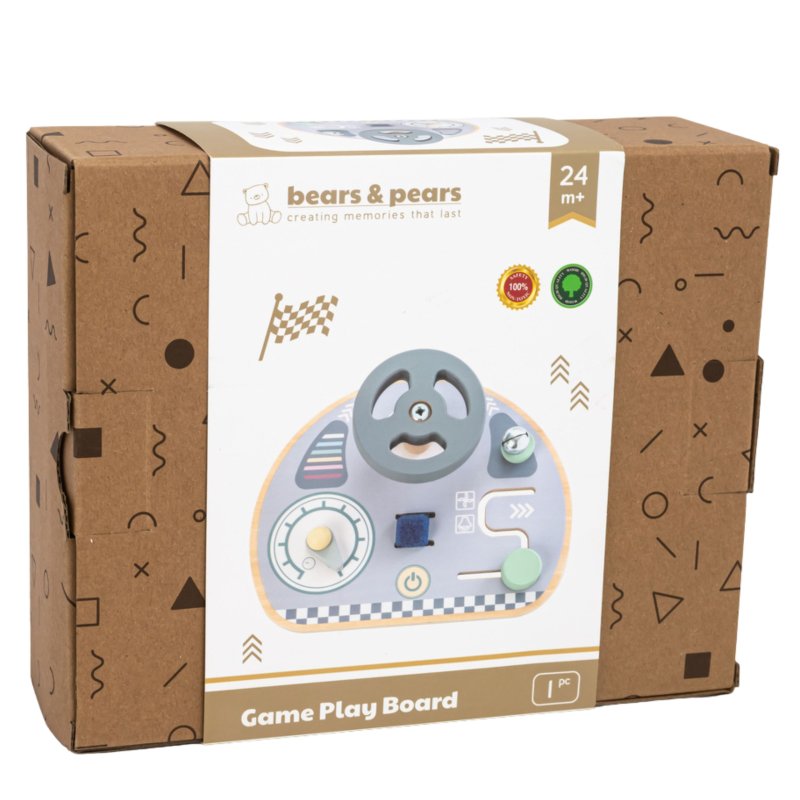 Drewniana tablica sensoryczna kierownica zabawka edukacyjna dla dzieci 2+