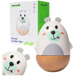 Drewniana grzechotka miś na biegunach zabawka sensoryczna dla dzieci 12+