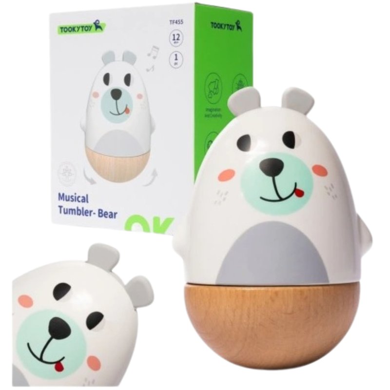 Drewniana grzechotka miś na biegunach zabawka sensoryczna dla dzieci 12+