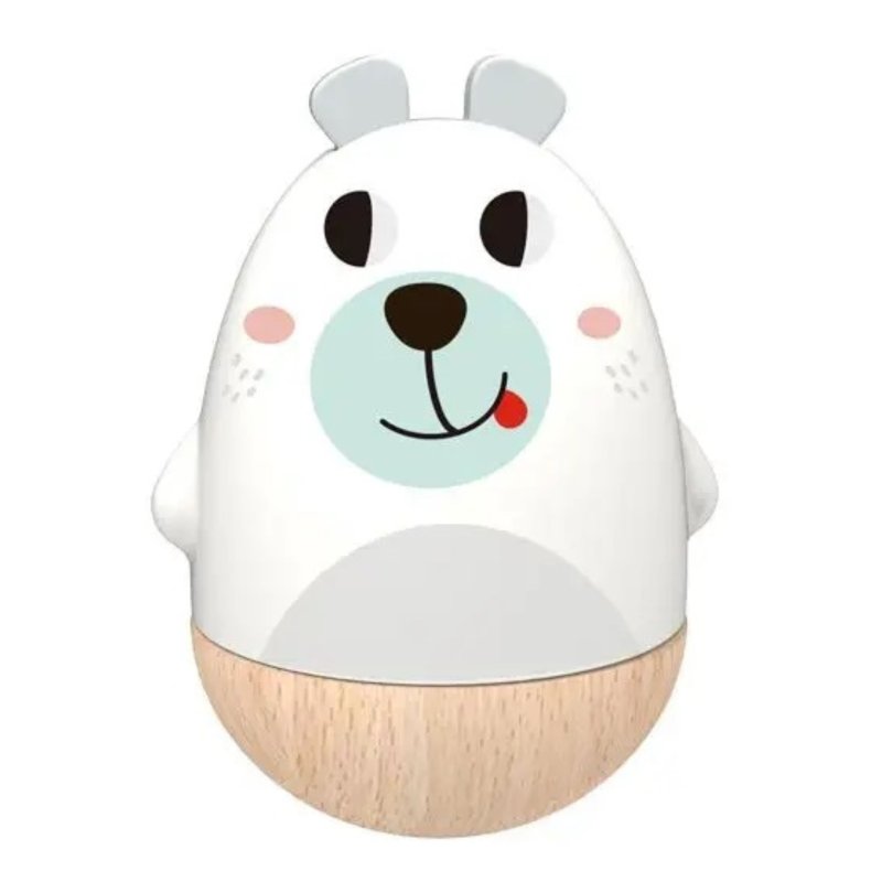 Drewniana grzechotka miś na biegunach zabawka sensoryczna dla dzieci 12+