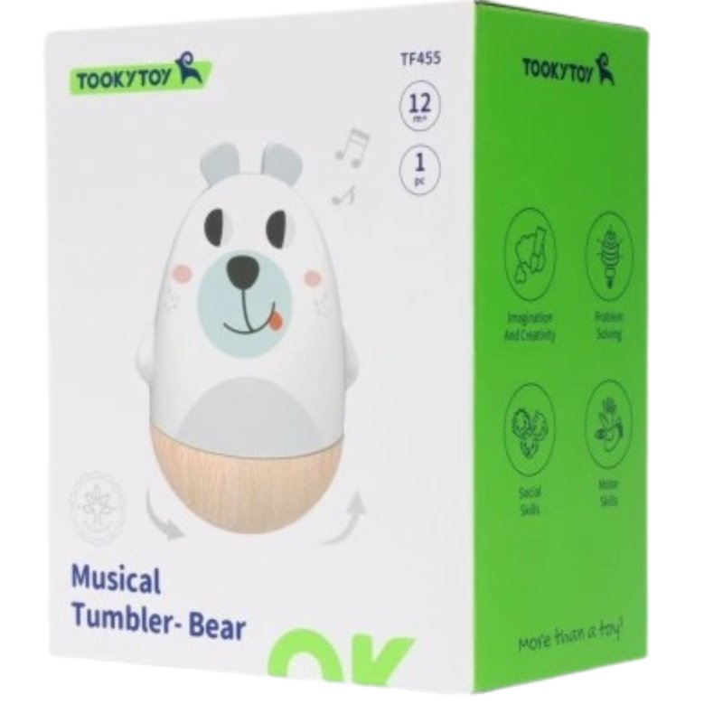 Drewniana grzechotka miś na biegunach zabawka sensoryczna dla dzieci 12+