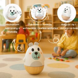 Drewniana grzechotka miś na biegunach zabawka sensoryczna dla dzieci 12+