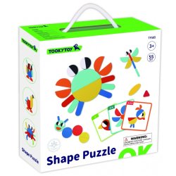 Drewniana układanka kreatywna dla dzieci 3+ – 55 elementów, karty wzorów