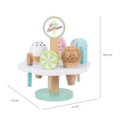 Drewniane lody magnetyczne na stojaku – zabawka do odgrywania ról 3+