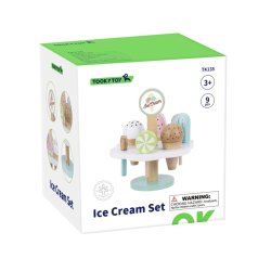Drewniane lody magnetyczne na stojaku – zabawka do odgrywania ról 3+