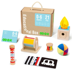 Edukacyjny zestaw Montessori 6w1 – drewniane zabawki dla dzieci 0-6m