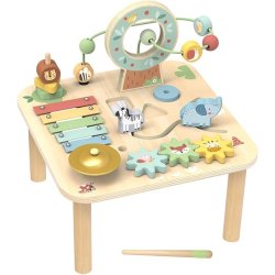 Drewniany Stolik Edukacyjny 5w1 Muzyczny 18M+ Centrum Aktywności