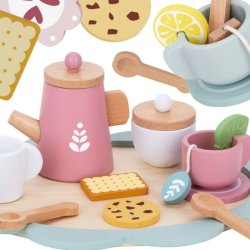 Drewniany zestaw do herbaty filiżanki zabawka edukacyjna przyjęcie 3+