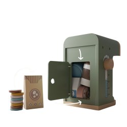 Drewniany ekspres do kawy dla dzieci – zestaw do zabawy w kawiarnię 3+