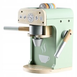 Drewniany ekspres do kawy dla dzieci – zestaw do zabawy w kawiarnię 3+