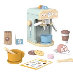 Drewniany ekspres do kawy dla dzieci – zestaw do zabawy w kawiarnię 3+