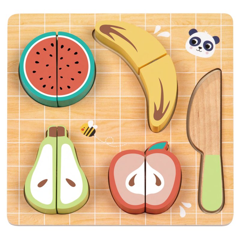 Drewniany zestaw do krojenia jedzenia dla dzieci – owoce i warzywa 12M+