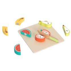 Drewniany zestaw do krojenia jedzenia dla dzieci – owoce i warzywa 12M+