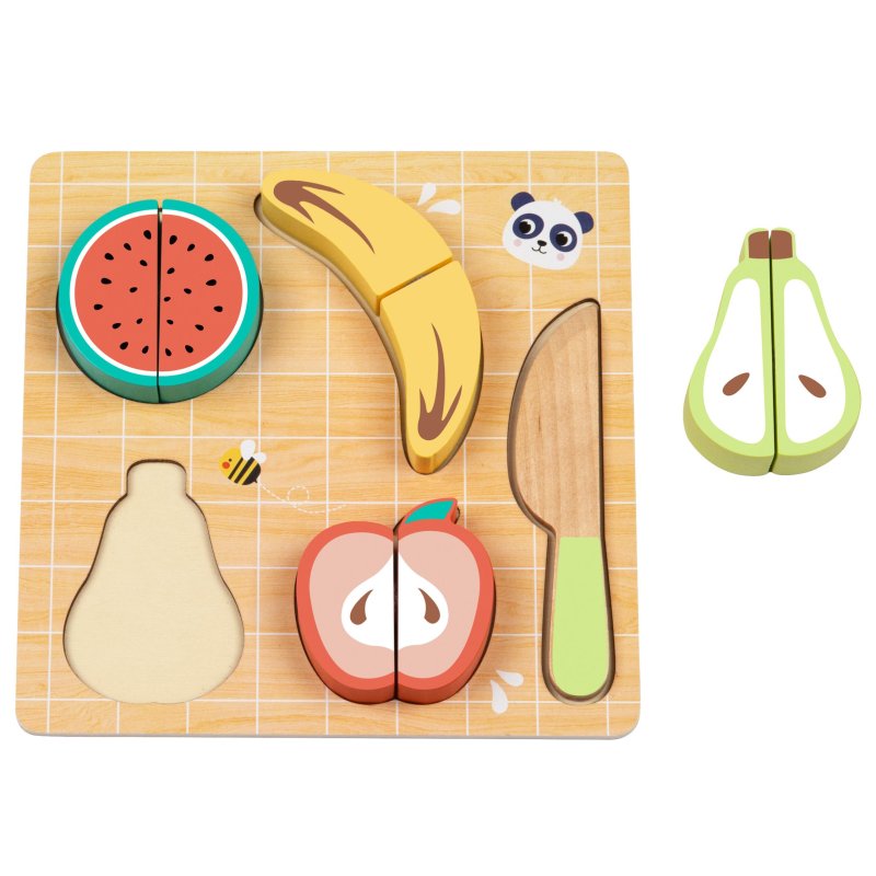 Drewniany zestaw do krojenia jedzenia dla dzieci – owoce i warzywa 12M+