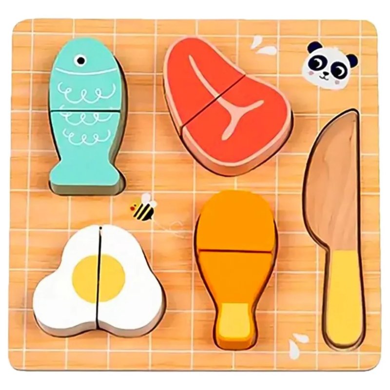 Drewniany zestaw do krojenia jedzenia mięso ryba dla dzieci 12M+