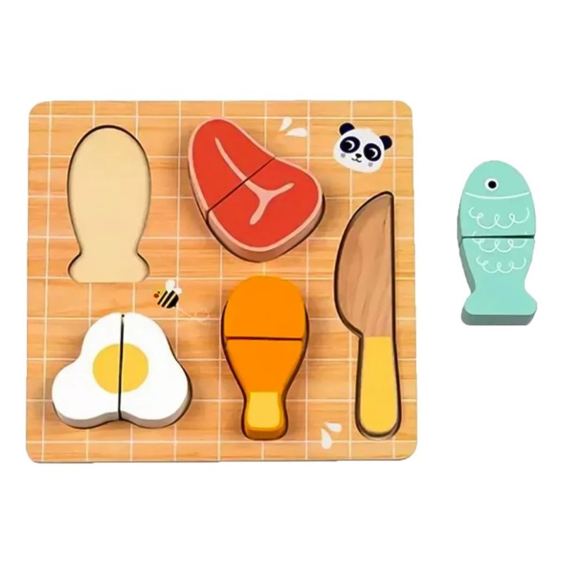 Drewniany zestaw do krojenia jedzenia mięso ryba dla dzieci 12M+