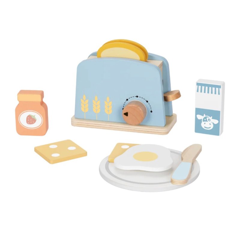 Drewniany toster zabawkowy zestaw śniadaniowy kuchnia dla dzieci 3+