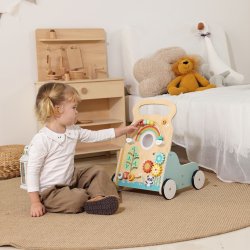 Chodzik drewniany dla dzieci 5w1 pchacz edukacyjny centrum aktywności 12M+