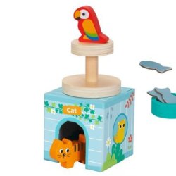 Drewniany domek dla zwierząt z figurkami układanka edukacyjna zabawka 12M+