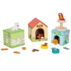 Drewniany domek dla zwierząt z figurkami układanka edukacyjna zabawka 12M+