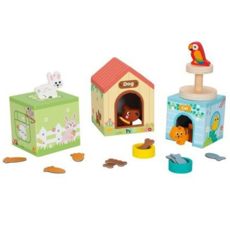 Drewniany domek dla zwierząt z figurkami układanka edukacyjna zabawka 12M+