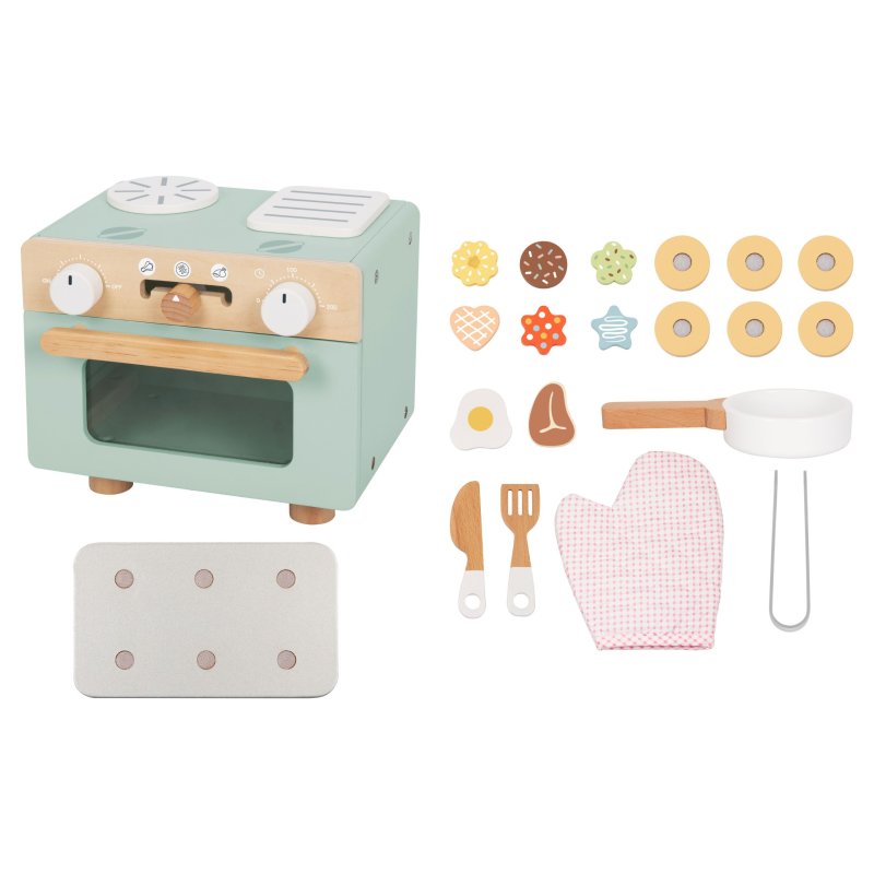 Drewniany mini piekarnik zabawkowy dla dzieci kuchnia edukacyjna 3+