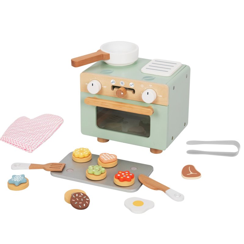 Drewniany mini piekarnik zabawkowy dla dzieci kuchnia edukacyjna 3+