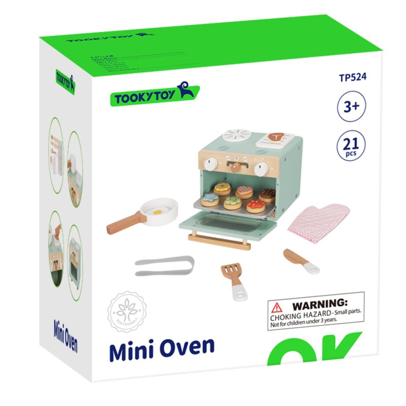 Drewniany mini piekarnik zabawkowy dla dzieci kuchnia edukacyjna 3+