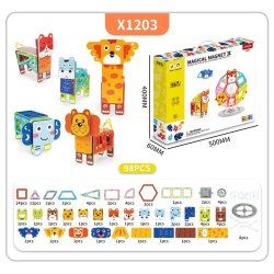 Magnetyczne klocki zoo 98 elementów zestaw konstrukcyjny dla dzieci 3+