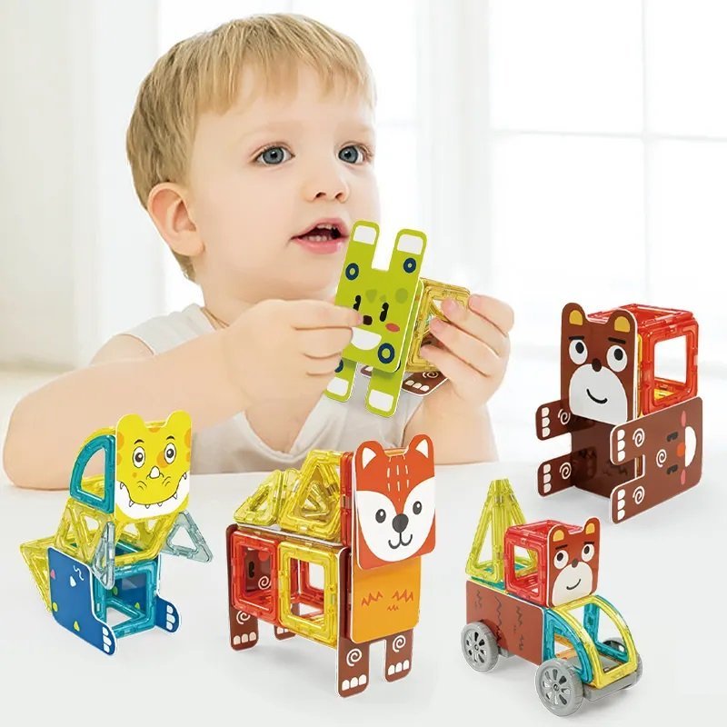 Magnetyczne klocki zoo 98 elementów zestaw konstrukcyjny dla dzieci 3+