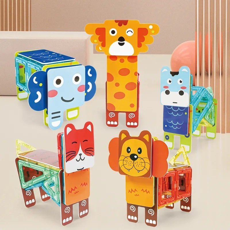 Magnetyczne klocki zoo 98 elementów zestaw konstrukcyjny dla dzieci 3+