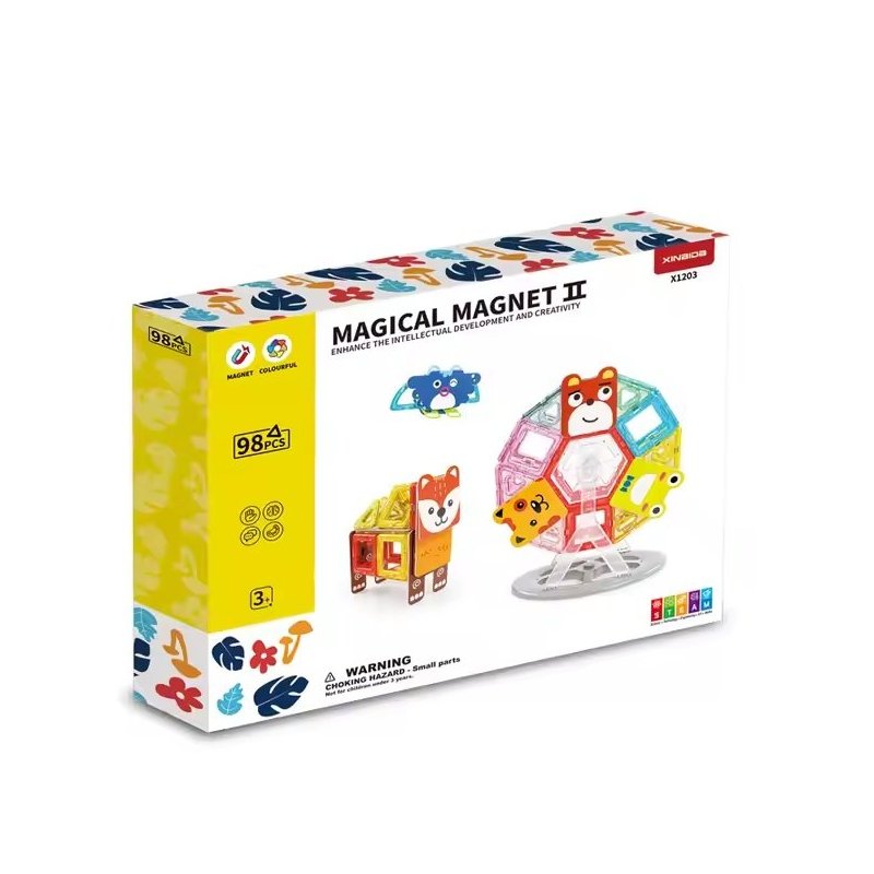 Magnetyczne klocki zoo 98 elementów zestaw konstrukcyjny dla dzieci 3+