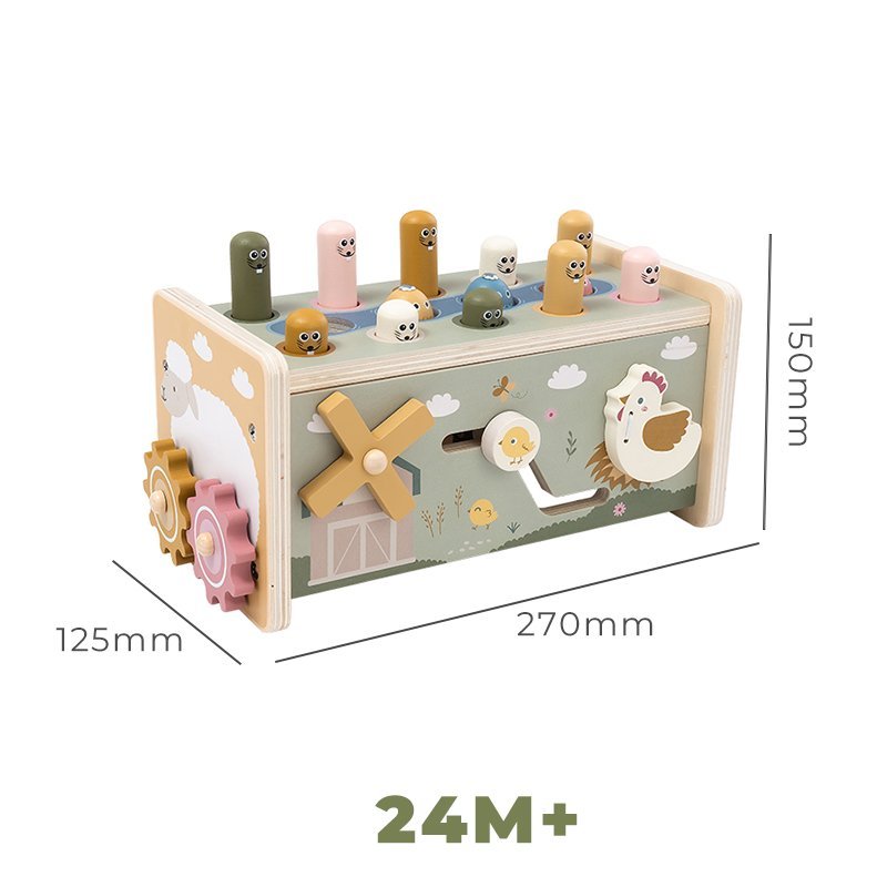 Drewniana zabawka młotkowa wbijak sorter drewniany Montessori 24M+
