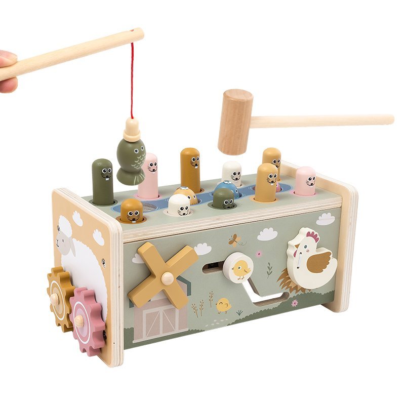 Drewniana zabawka młotkowa wbijak sorter drewniany Montessori 24M+