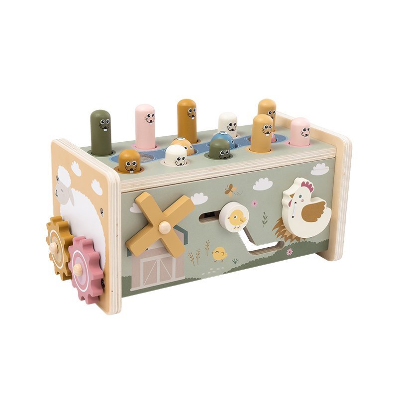 Drewniana zabawka młotkowa wbijak sorter drewniany Montessori 24M+