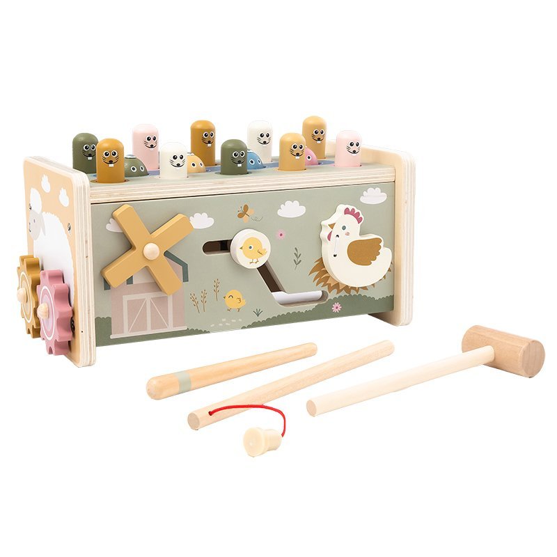 Drewniana zabawka młotkowa wbijak sorter drewniany Montessori 24M+