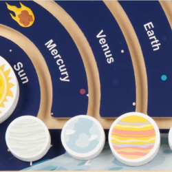 Drewniana układanka Montessori Układ Słoneczny tablica manipulacyjna 3+