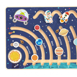 Drewniana układanka Montessori Układ Słoneczny tablica manipulacyjna 3+