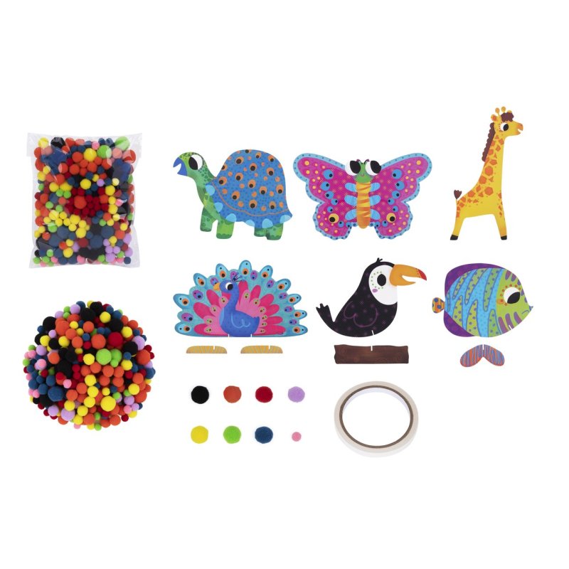 Pomponowa kreatywna przyklejanka zwierzęta dla dzieci 3+